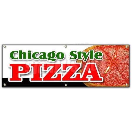 Signmission CHICAGO STYLE PIZZA BANNER SIGN by the slice take out carry deep dish B-72 Chicago Style Pizza